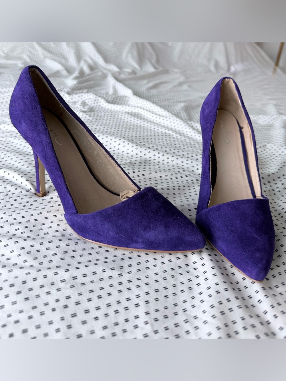 Aldo Purple Suede Pointed-Toe High Heels